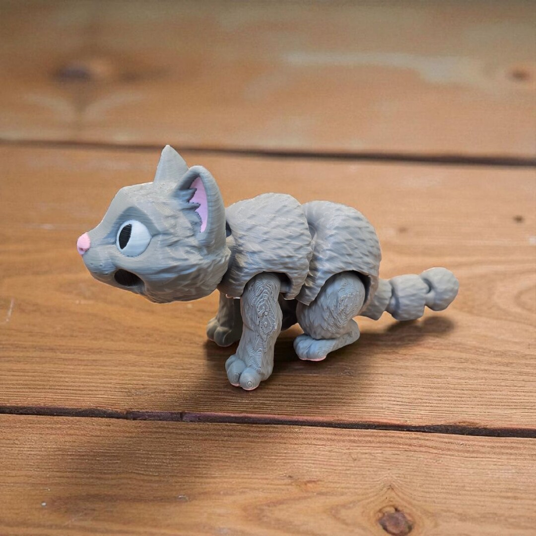 3D Printed Articulated Cat Figure , Customizable Color, Poseable 3D Printed Articulated Cat Figure , Customizable Color, Poseable
